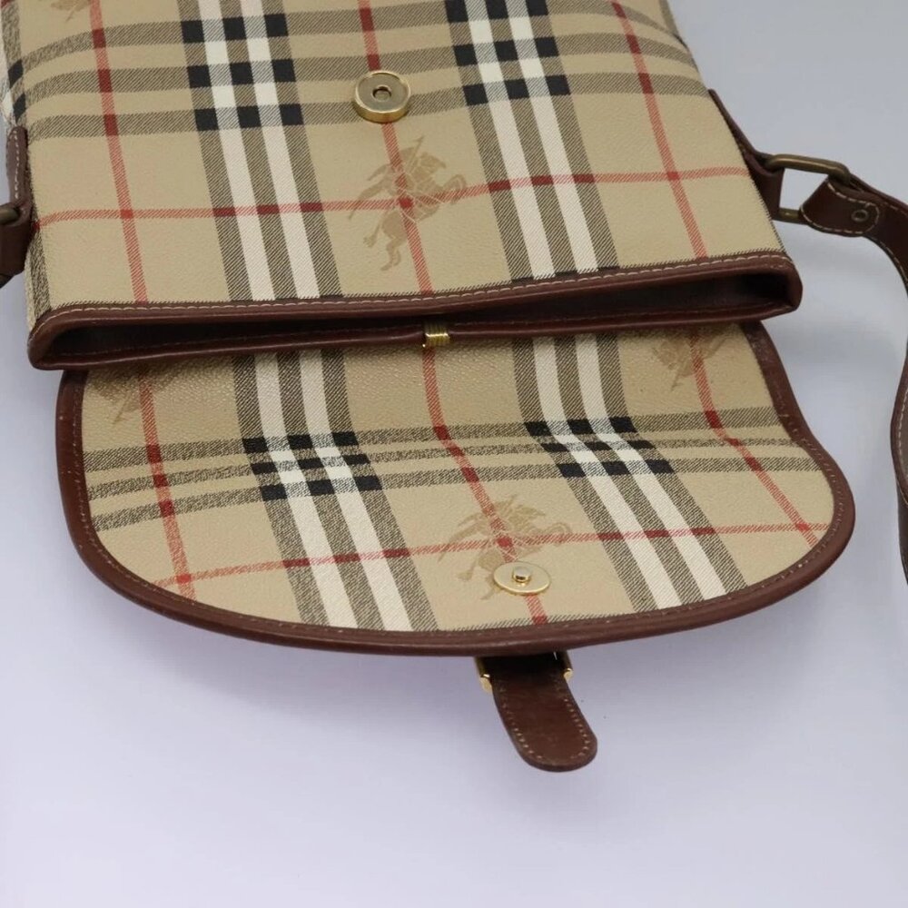 Burberrys Nova Check Shoulder Bag PVC Leather Beige Brown gold Auth BD093 - Picture 10 of 16